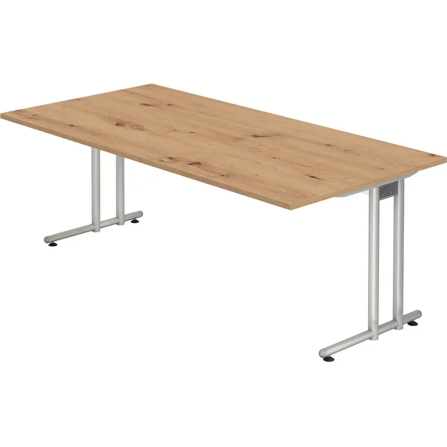 Schreibtisch Office Braun Holz 200 cm - Farbe: Asteiche - Material: Holzwerkstoff - Schreibtisch