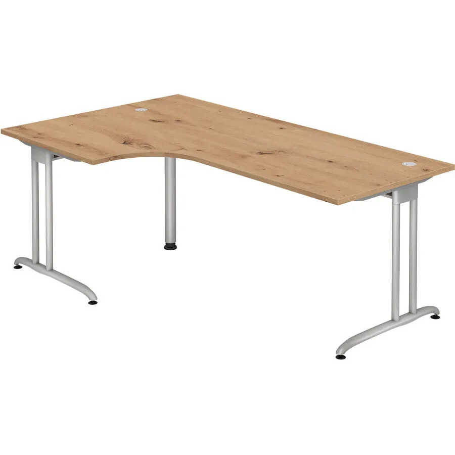 Schreibtisch Office Braun Holz 200 cm - Farbe: Asteiche - Material: Holzwerkstoff - Schreibtisch