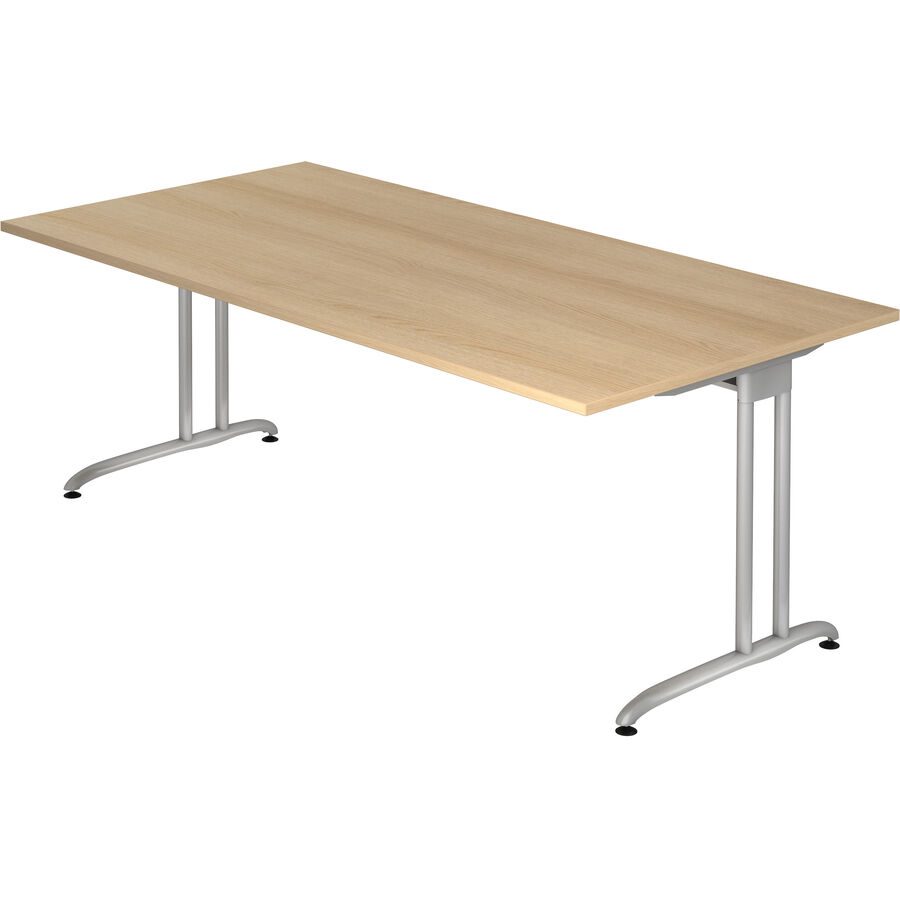 Schreibtisch Office Braun Holz 200 cm - Farbe: eiche - Material: Holzwerkstoff - Schreibtisch