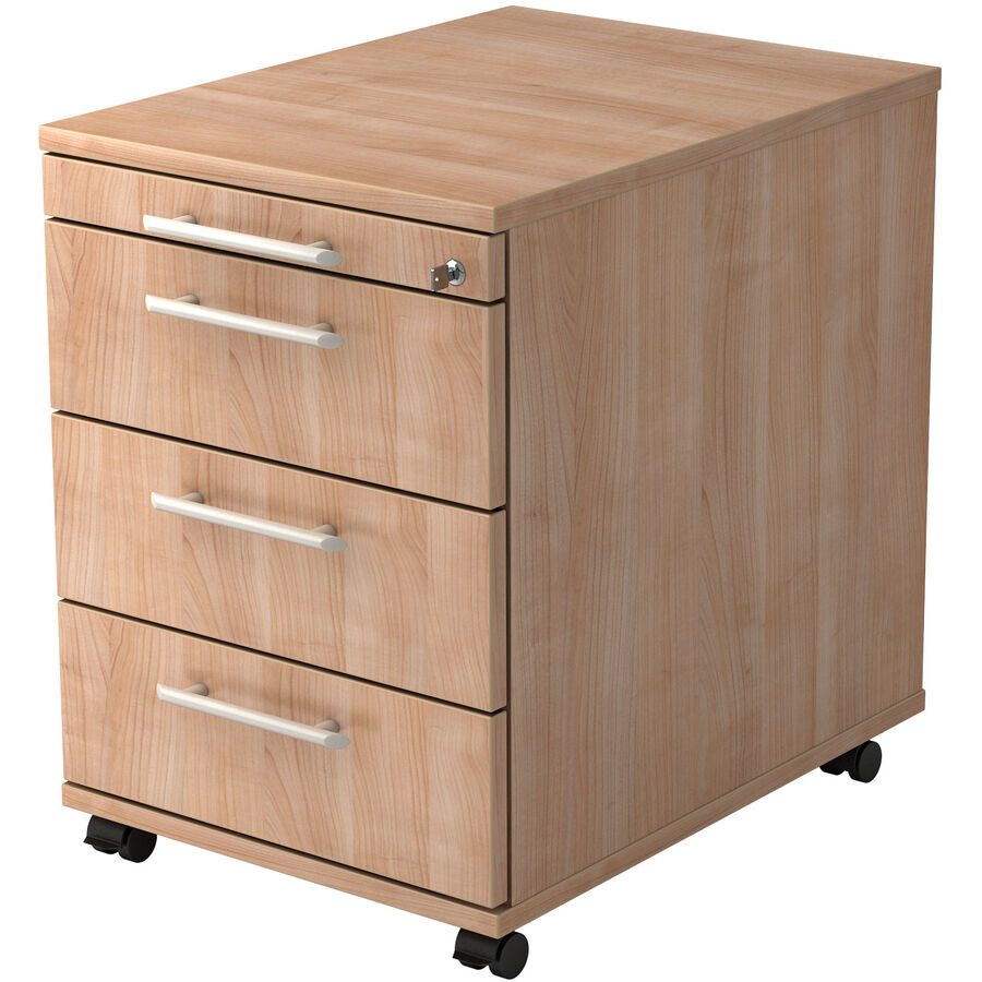 Rollcontainer Office Braun/Silber Holz 42.8 cm 59 cm 58 cm - Farbe: nussbaum/Aluminium gebürstet - Material: Holzwerkstoff - Rollcontainer