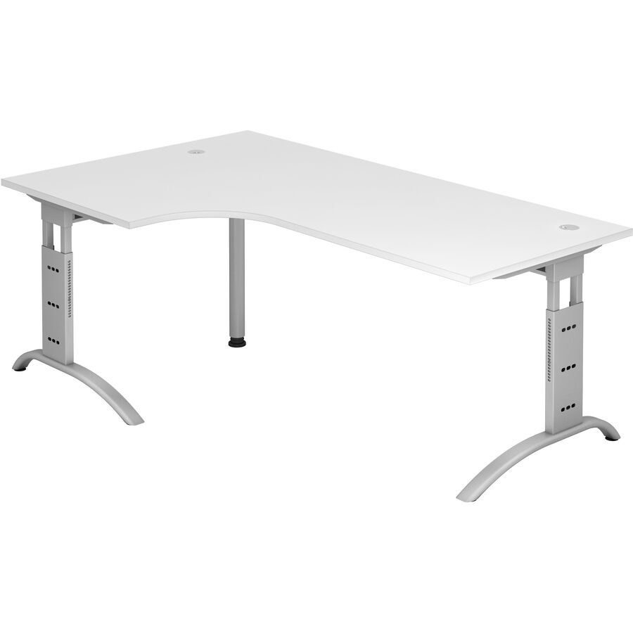 Schreibtisch Office Weiss Holz 200 cm Höhenverstellbar (manuell) - Material: Holzwerkstoff - Schreibtisch