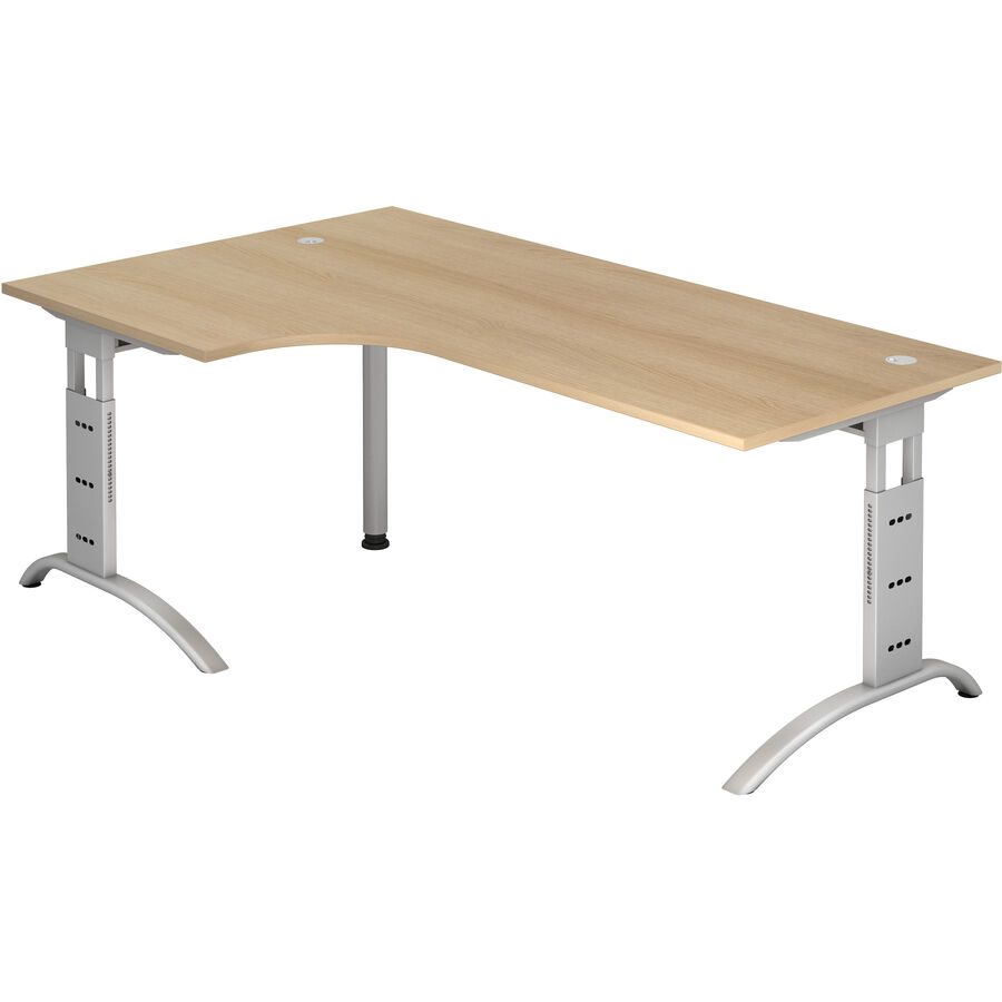 Schreibtisch Office Braun Holz 200 cm Höhenverstellbar (manuell) - Farbe: eiche - Material: Holzwerkstoff - Schreibtisch