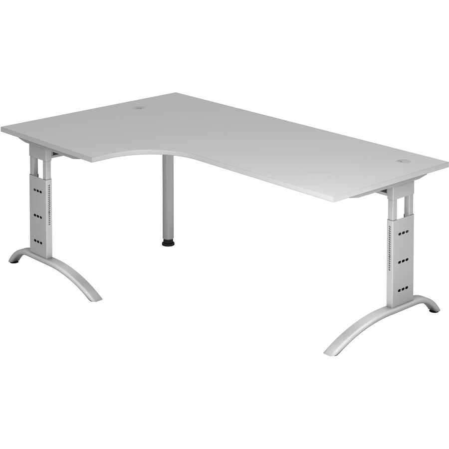 Schreibtisch Office Grau Holz 200 cm Höhenverstellbar (manuell) - Material: Holzwerkstoff - Schreibtisch