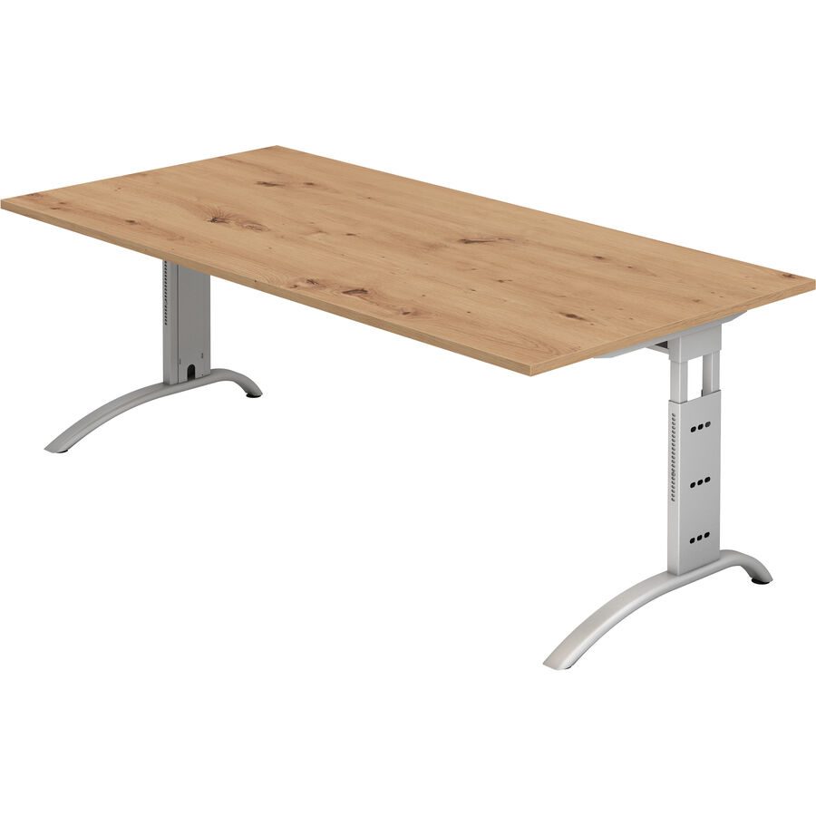 Schreibtisch Office Braun Holz 200 cm - Farbe: Asteiche - Material: Holzwerkstoff - Schreibtisch