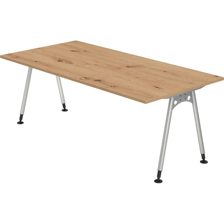 Schreibtisch Office Braun Holz 200 cm - Farbe: Asteiche - Material: Holzwerkstoff - Schreibtisch