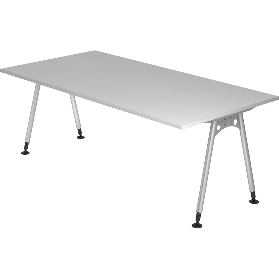 Schreibtisch Office Grau Holz 200 cm - Material: Holzwerkstoff - Schreibtisch
