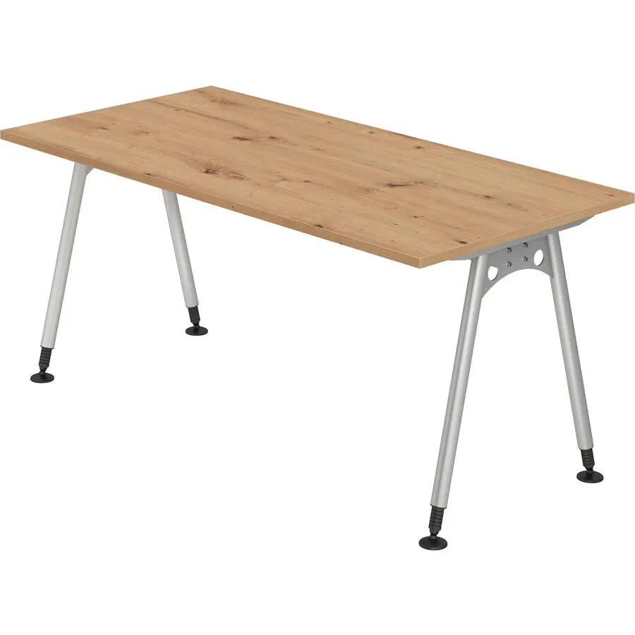 Schreibtisch Office Braun Holz 160 cm - Farbe: Asteiche - Material: Holzwerkstoff - Schreibtisch