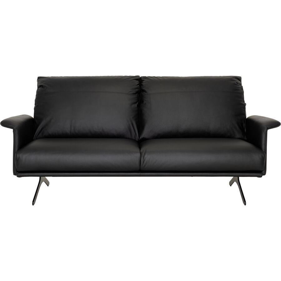Sofa Tena Schwarz Leder 86 cm 212 cm - Sofa