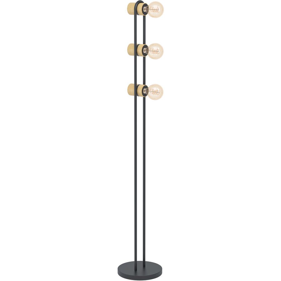 Eglo Stehlampe Chieveley Schwarz/Braun Stahl/Holz 9 cm 140.5 cm - Stehlampe