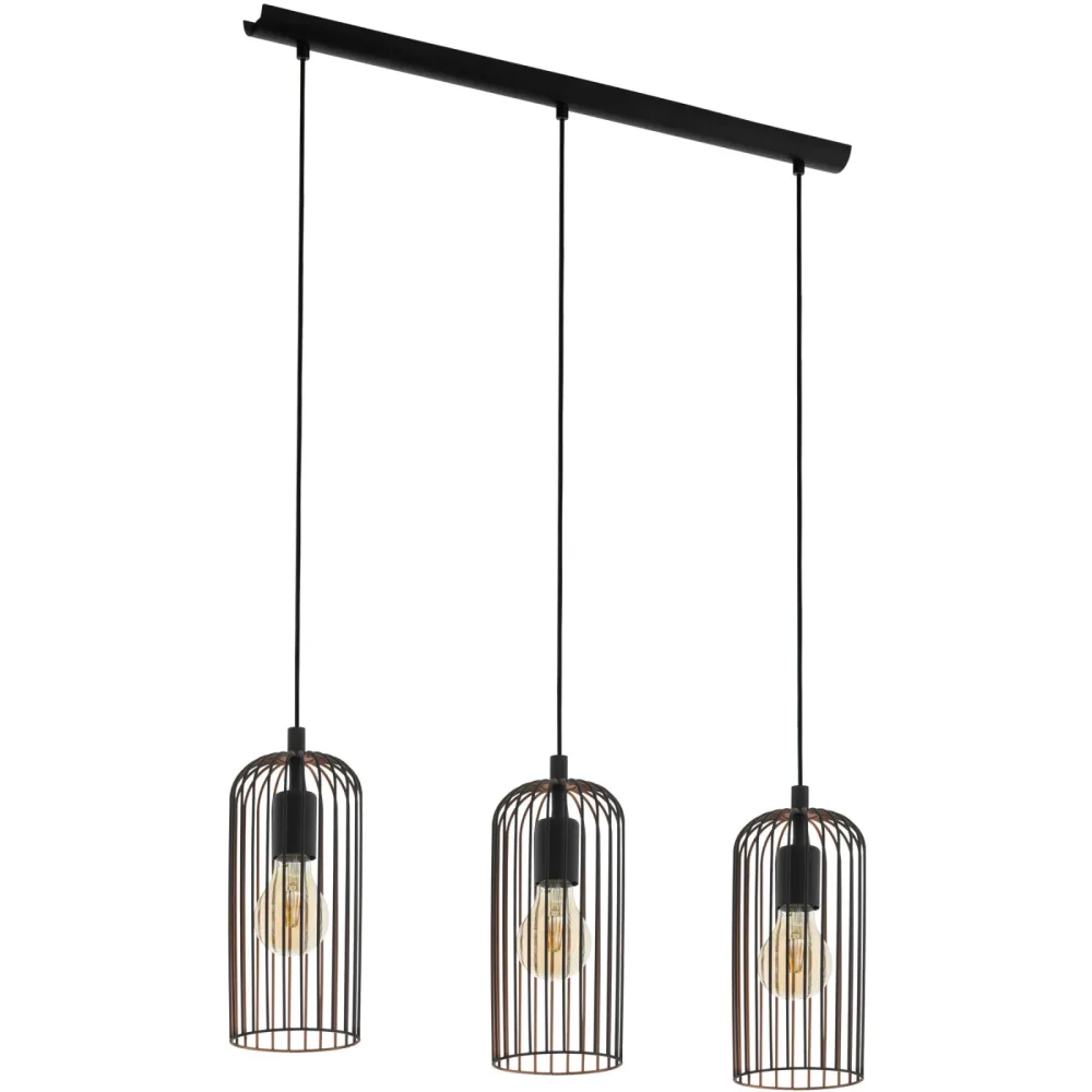 Eglo Pendellampe Roccamena Kupfer/Schwarz Stahl 13 cm 110 cm - Farbe: schwarz/kupfer - Pendellampe