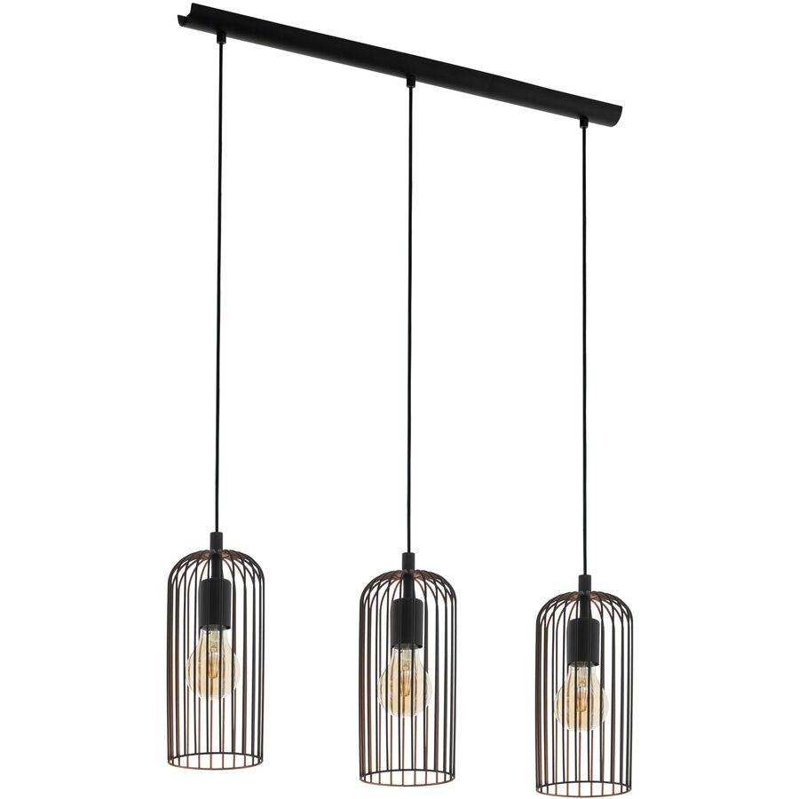Eglo Pendellampe Roccamena Kupfer/Schwarz Stahl 13 cm 110 cm - Farbe: schwarz/kupfer - Pendellampe