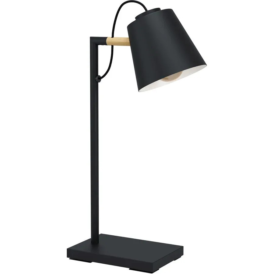 Eglo Tischlampe Lacey Schwarz Stahl/Holz 13.5 cm 48.5 cm - Material: Holz/Stahl - Tischlampe