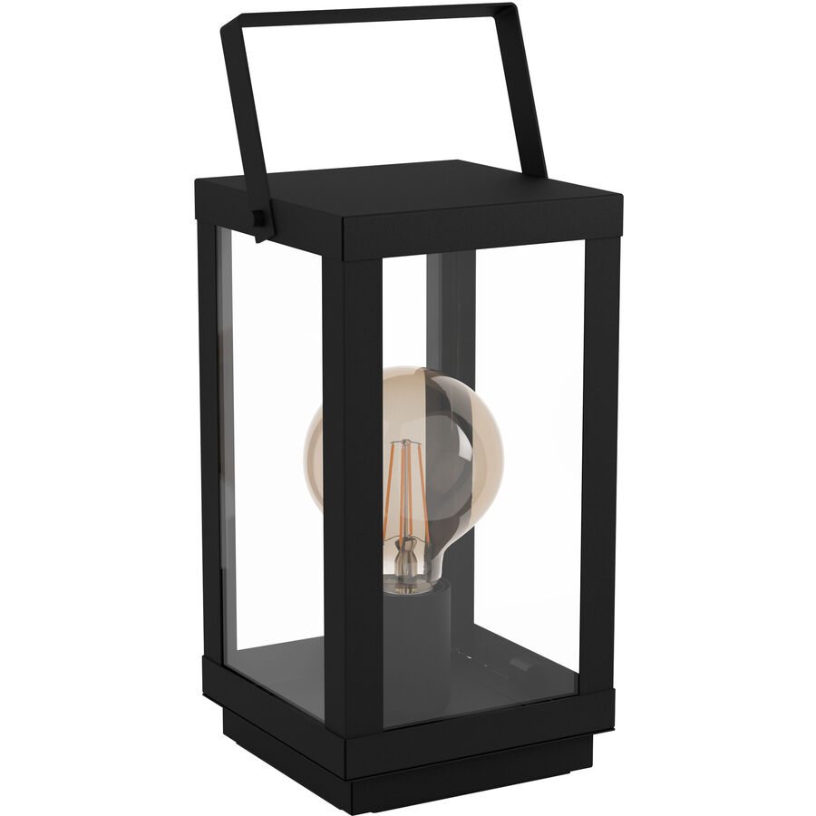 Eglo Tischlampe Bradford 1 Schwarz/Transparent Stahl/Glas 15 cm 37 cm - Farbe: Schwarz, Transparent - Material: Stahl, Glas - Tischlampe
