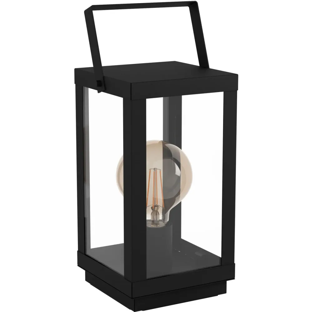 Eglo Tischlampe Bradford 1 Schwarz/Transparent Stahl/Glas 15 cm 37 cm - Farbe: Schwarz, Transparent - Material: Stahl, Glas - Tischlampe