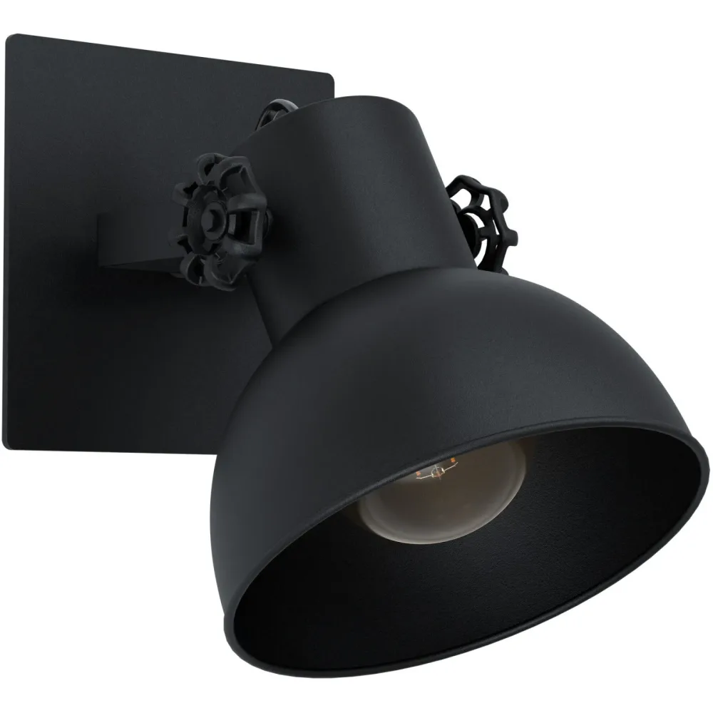 Eglo Wandlampe Barnstaple 1 Schwarz Stahl/Holz 16 cm - Material: Holz/Stahl - Wandlampe