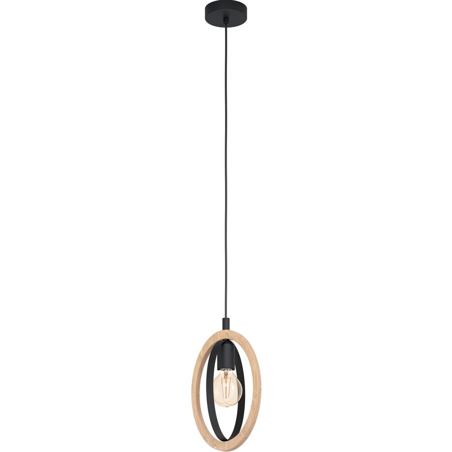 Eglo Pendellampe Basildon Braun/Schwarz Stahl/Holz 16 cm 110 cm - Material: Holz/Stahl - Pendellampe