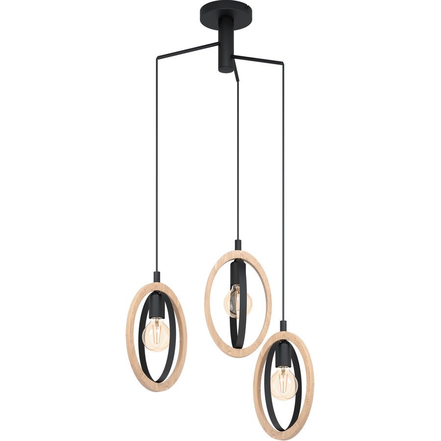 Eglo Pendellampe Layham Braun/Schwarz Stahl/Holz 61.5 cm 130 cm - Material: Holz/Stahl - Pendellampe