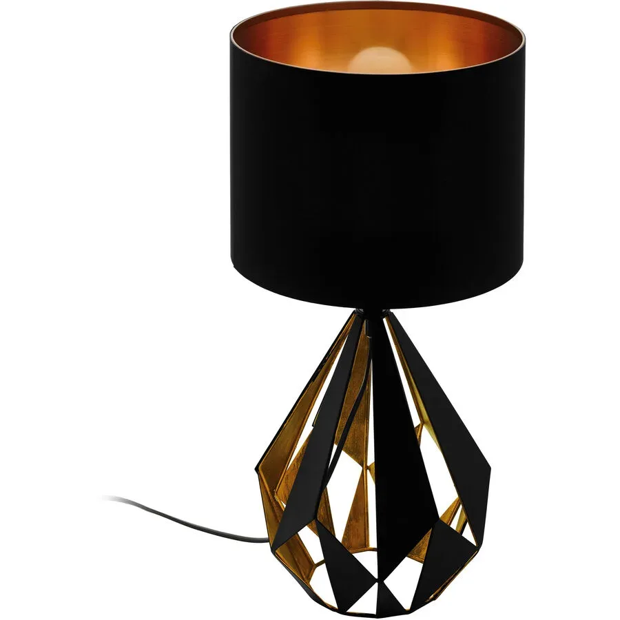 Eglo Tischlampe Carlton 5 Kupfer/Schwarz Stahl 25 cm 51 cm - Farbe: schwarz/kupfer - Tischlampe