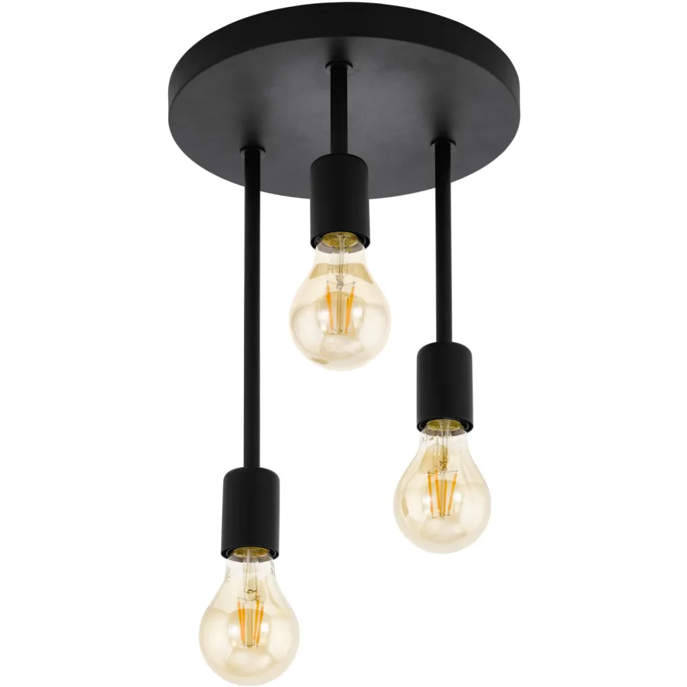 Eglo Deckenlampe Wilmcote Schwarz Stahl 28 cm 38 cm - Deckenlampe