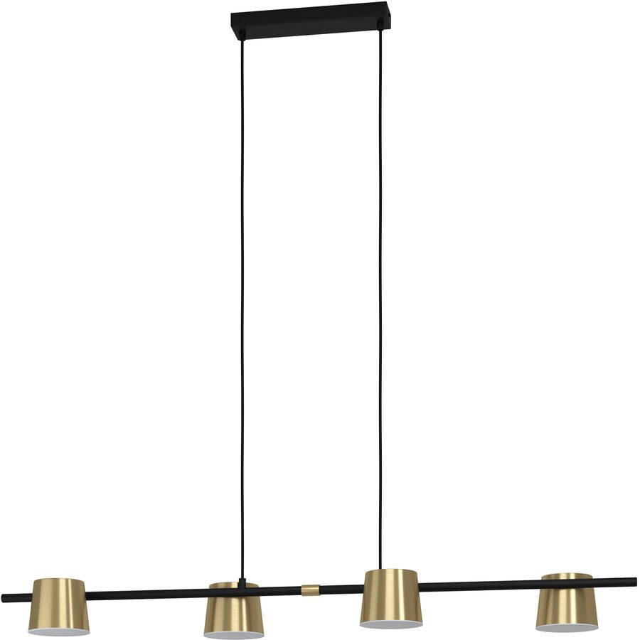 Eglo Pendellampe Altamira Schwarz Stahl 21 cm 150 cm - Farbe: Schwarz/Messing - LED - Pendellampe- LED Energiesparlampe