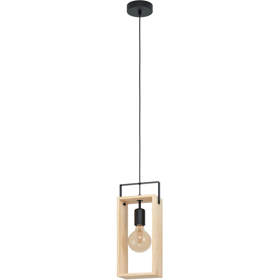 Eglo Pendellampe Famborough Schwarz Stahl/Holz 10.5 cm 110 cm - Material: Holz/Stahl - Pendellampe