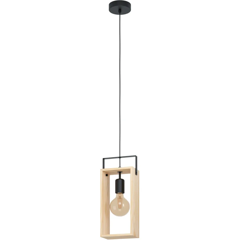 Eglo Pendellampe Famborough Schwarz Stahl/Holz 10.5 cm 110 cm - Material: Holz/Stahl - Pendellampe