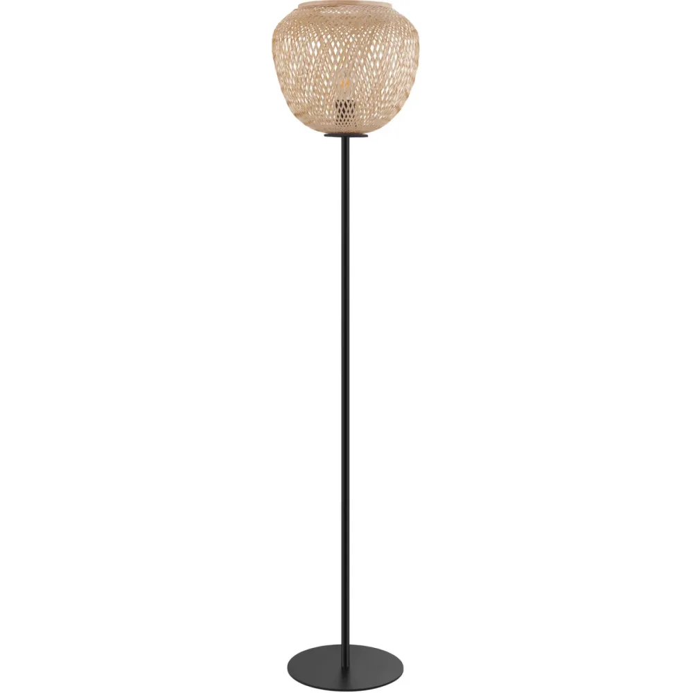 Eglo Stehlampe Dembleby Schwarz/Braun Stahl/Holz 32 cm 150 cm - Farbe: Schwarz, Braun - Stehlampe