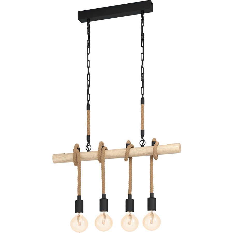 Eglo Pendellampe Youngstown Braun/Schwarz Stahl/Holz 4.5 cm 110 cm - Material: Holz/Stahl - Pendellampe