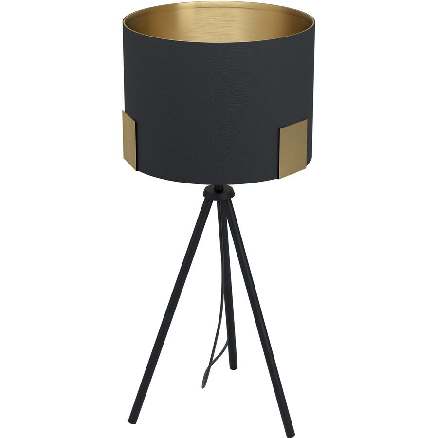 Eglo Tischlampe Tortola 1 Schwarz Stahl 26 cm 59 cm - Farbe: Schwarz/Messing - Tischlampe