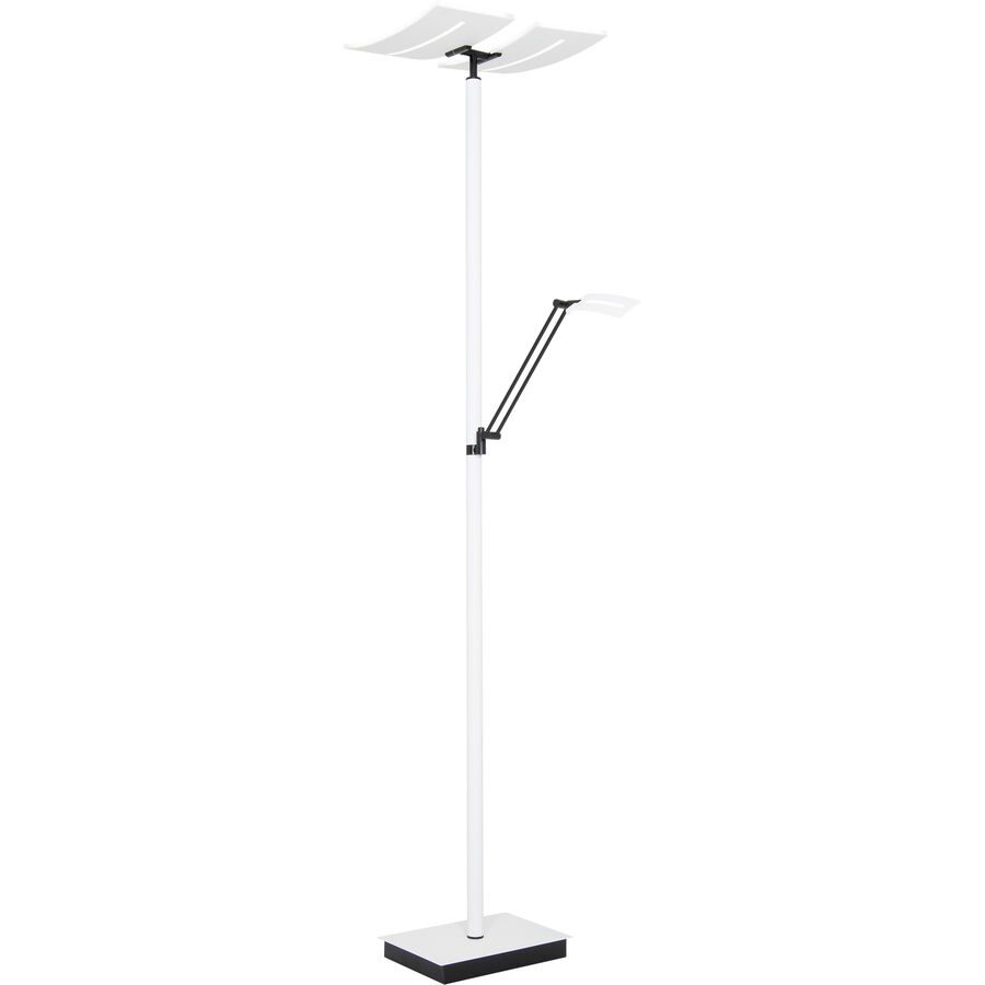 Stehlampe Yuna Weiss/Schwarz Aluminium/Eisen 185 cm - LED - Lichtfarbe: Warmweiss - Kaltes Tagesweiss - Stehlampe- LED Energiesparlampe