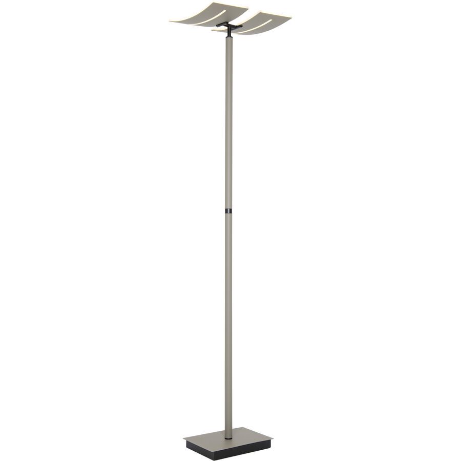 Stehlampe Yuna Grau Aluminium/Eisen 185 cm - Farbe: taupe - LED - Lichtfarbe: Warmweiss - Kaltes Tagesweiss - Stehlampe- LED Energiesparlampe