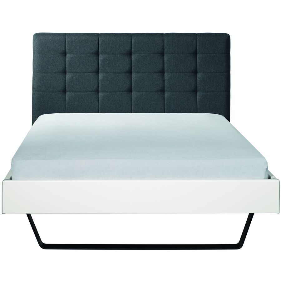 Bett Livao Weiss/Grau/Schwarz MDF/Stoff/Metall 180 x 200 cm - Farbe: Weiss, Dunkelgrau, Schwarz - Material: MDF, Stoff, Metall - Bett