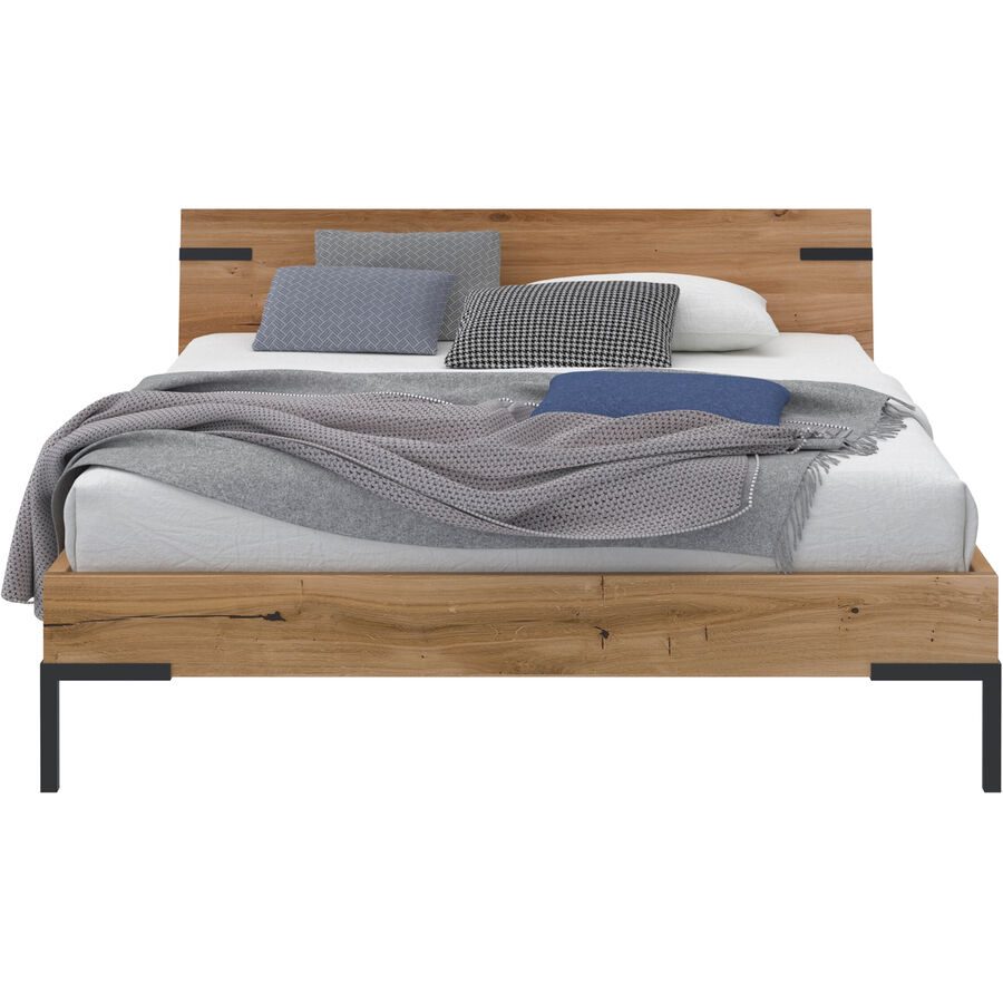 Bett Induz Braun Holz 180 x 200 cm - Farbe: natur - Material: Wildeiche - Bett