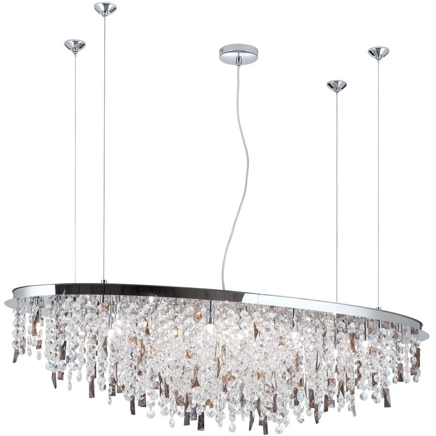 Briamond Pendellampe Crystalriver Grau Stahl/Kristall 120 cm 31 cm - Farbe: Chrom/klar - Pendellampe