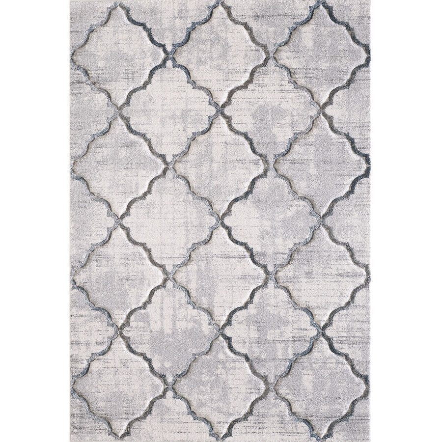 Teppich Lorena Weiss/Grau Kunststoff 80 cm 150 cm - Farbe: Weiss, Grau - Material: Polypropylen - Teppich