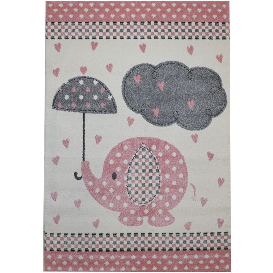 Kinderteppich Kids Rosa/Grau/Weiss Kunststoff 120 cm 170 cm - Farbe: Pink, Grau, Weiss - Material: Polypropylen - Kinderteppich