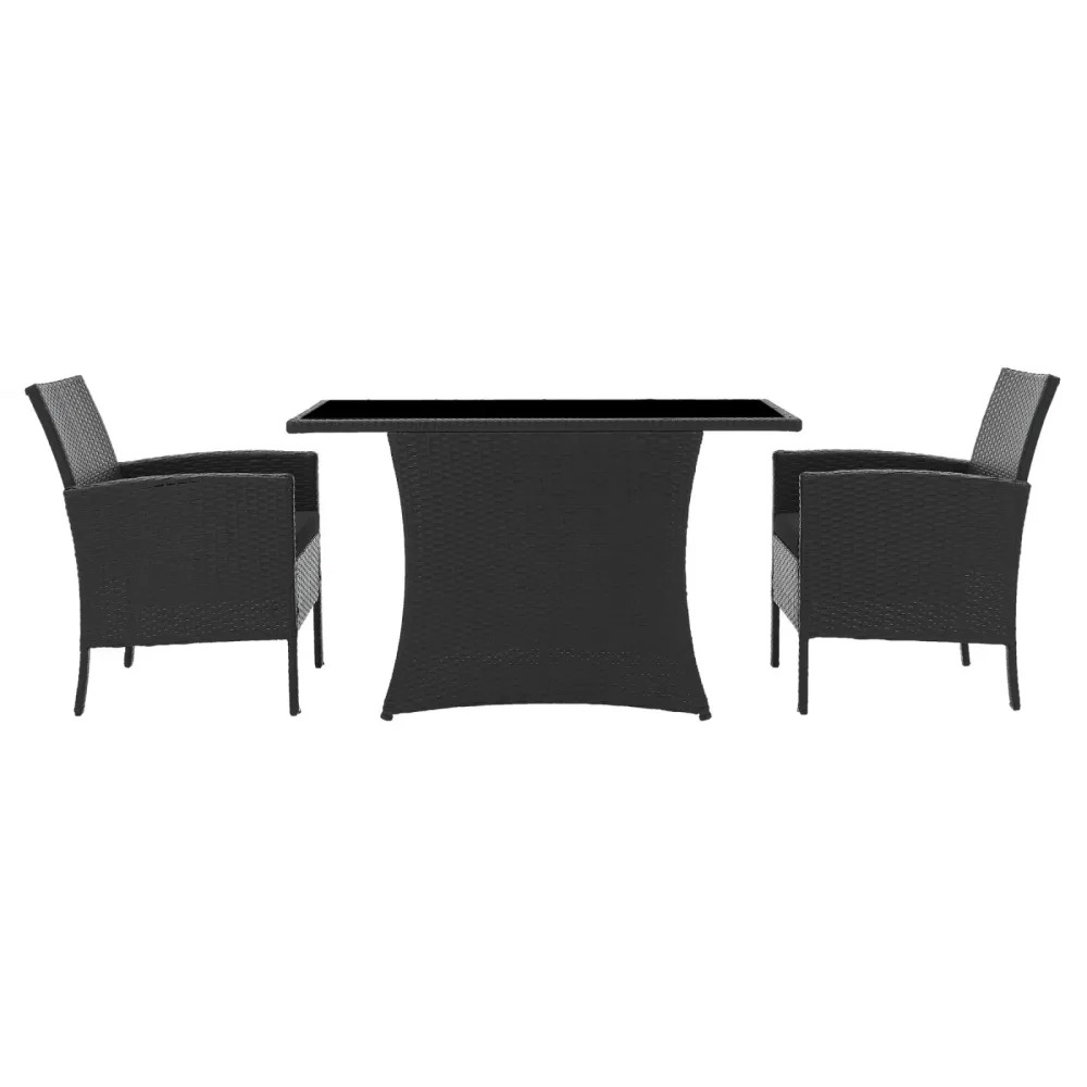 Gartenmöbel-Set Eduardo schwarz Polyrattan B 66 T 120 H 71 cm - Gartenmöbel-Set - Wetterfeste Gartenmöbel & Accessoires
