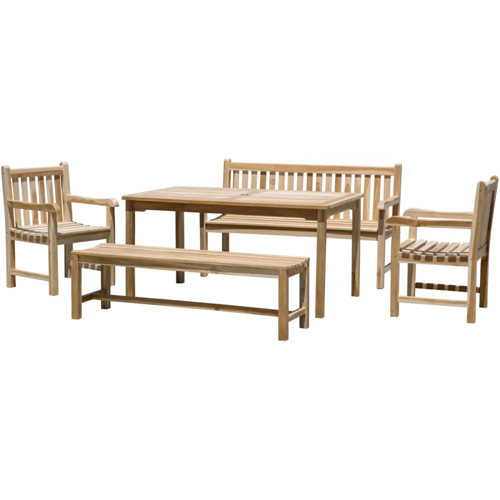 Gartenmöbel-Set Jano natur Teak B 90 T 150 H 75 cm - Gartenmöbel-Set - Wetterfeste Gartenmöbel & Accessoires