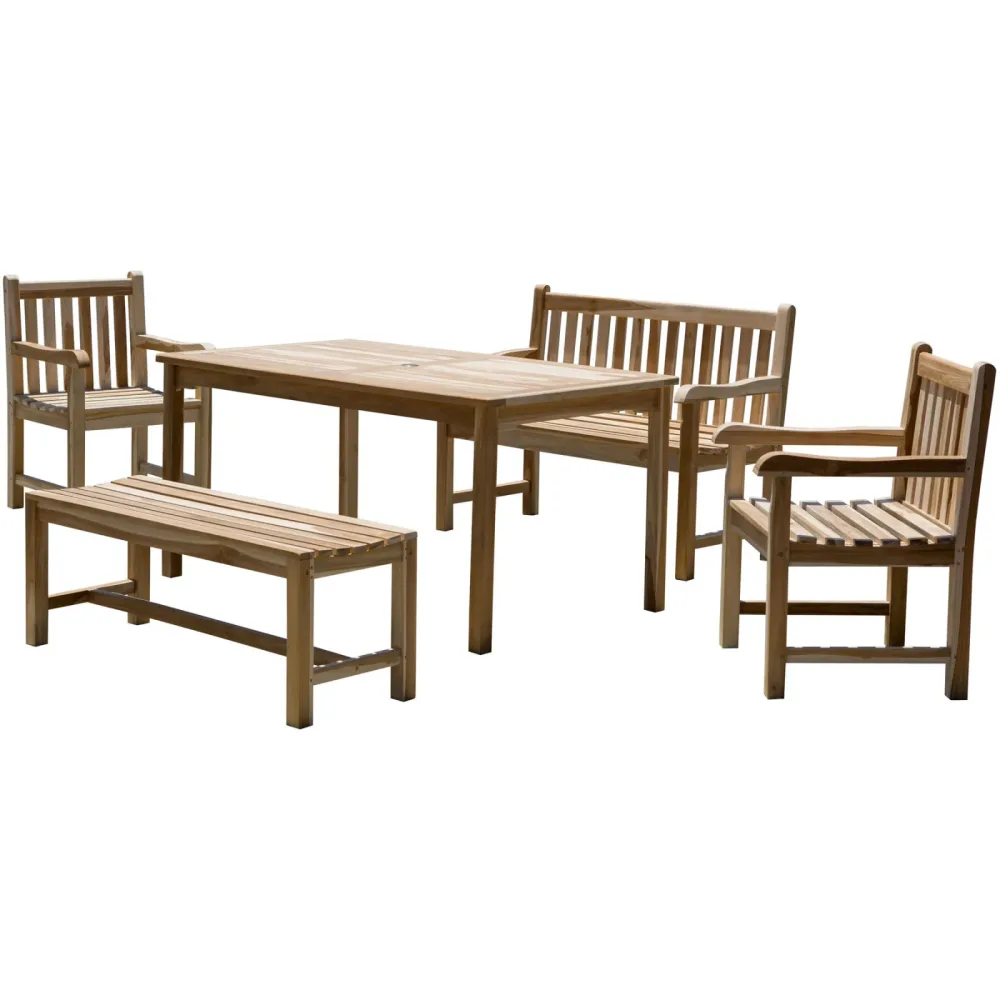 Gartenmöbel-Set Niko natur Teak B 90 T 150 H 75 cm - Gartenmöbel-Set - Wetterfeste Gartenmöbel & Accessoires