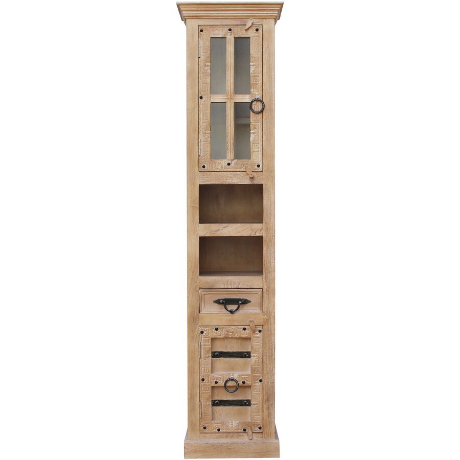Hochschrank Anela Braun Holz 44 cm 188 cm - Farbe: natur - Material: Mangoholz - Hochschrank