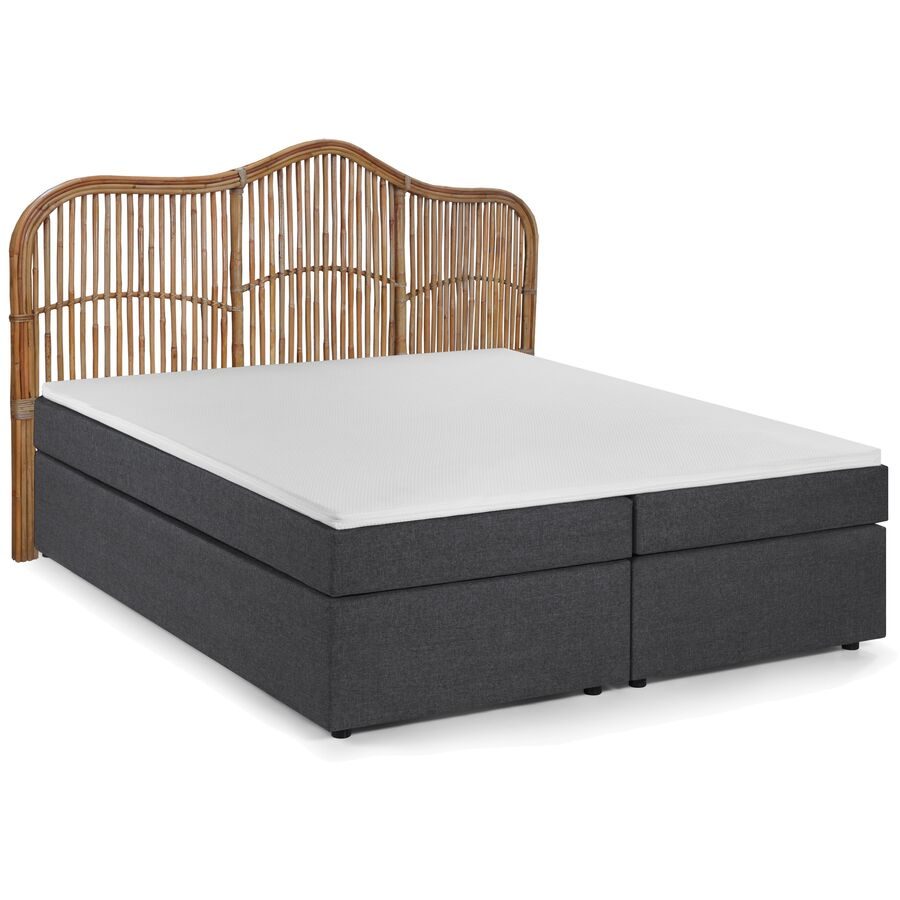 Boxspringbett Dättwil Grau Stoff 180 x 200 cm - Farbe: Dunkelgrau - Boxspringbett