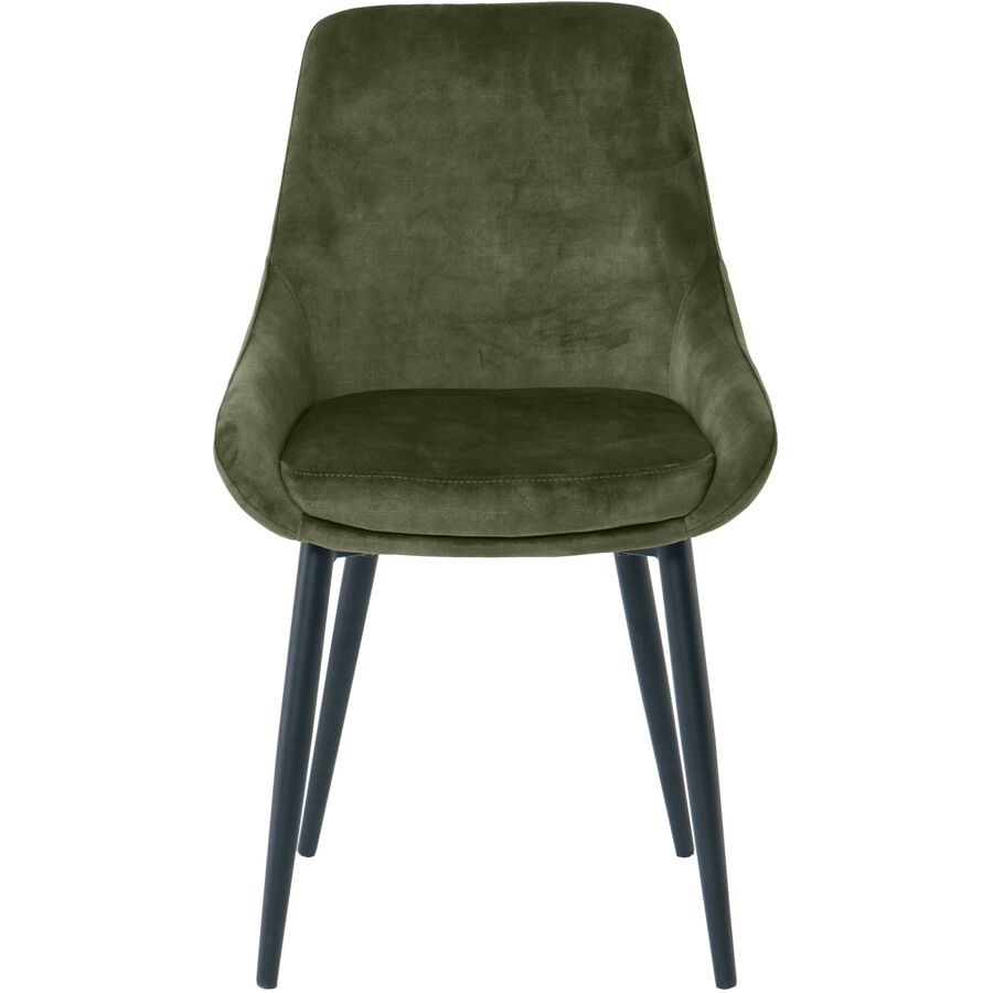 Stuhl 2er-Set Stefano Grün/Schwarz Metall/Samt 48 cm - Farbe: waldgrün - Material: Metall pulverbeschichtet, Polyester Samt - Stuhl 2er-Set