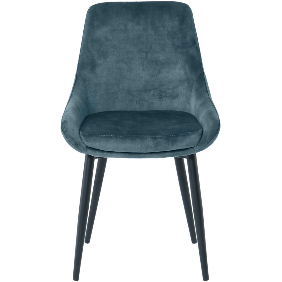 Stuhl 2er-Set Stefano Blau Metall/Samt 57 cm - Farbe: petrol - Material: Metall pulverbeschichtet, Polyester Samt - Stuhl 2er-Set
