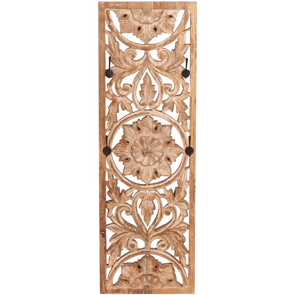 Garderobenpaneel Loreno Braun Holz 35 cm 110 cm - Farbe: natur - Material: Mango - Garderobenpaneel