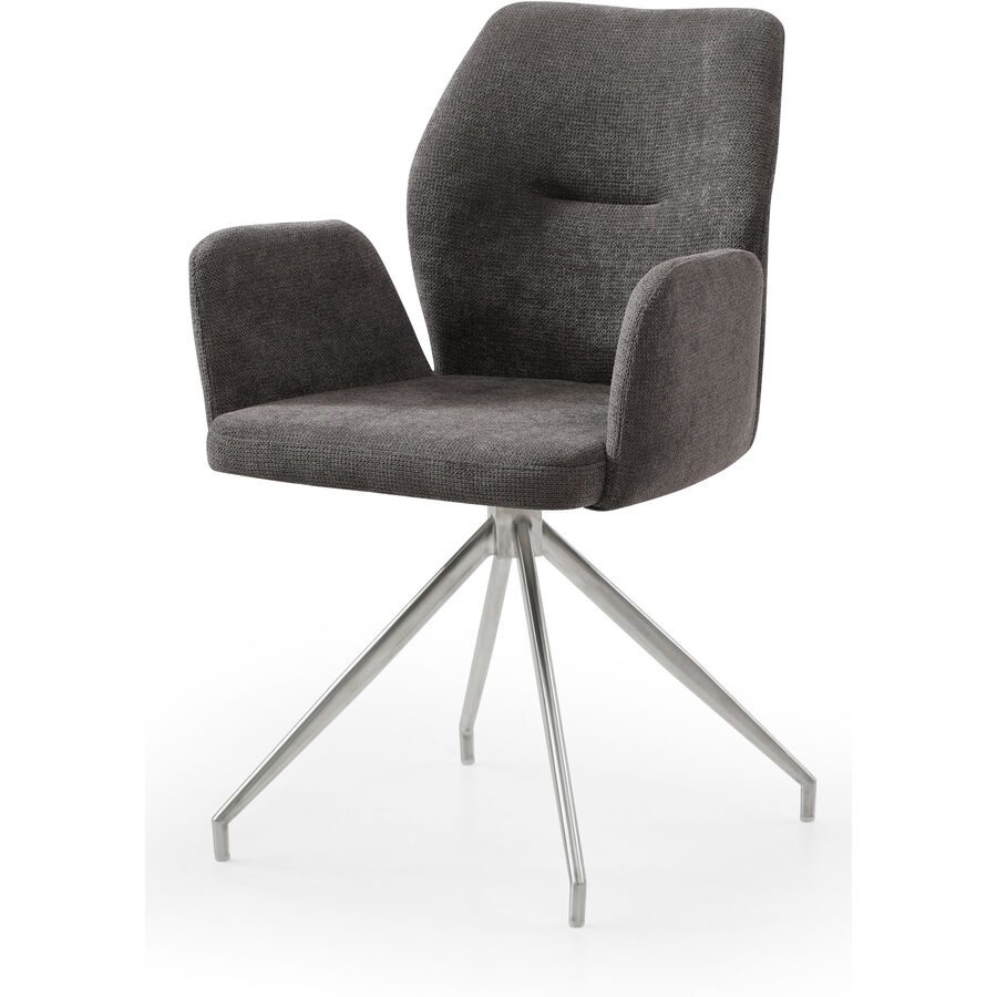 Stuhl Pascal Grau Polyester 60 cm Drehbar - Farbe: Dunkelgrau - Material: Strukturstoff - Stuhl
