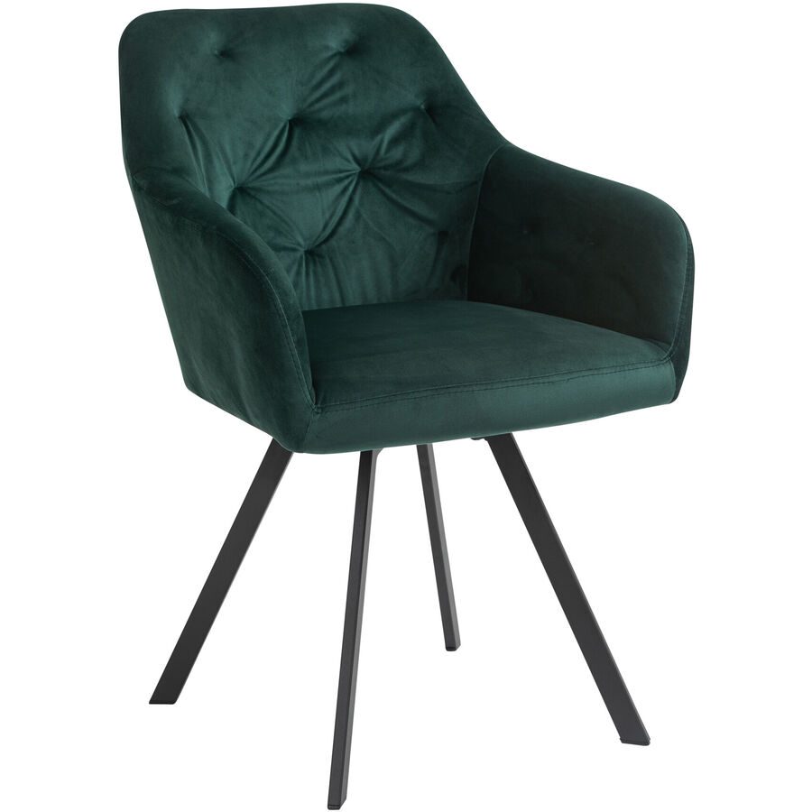 Stuhl Joris Grün Samt/Polyester 61 cm Drehbar - Farbe: tannengrün - Stuhl