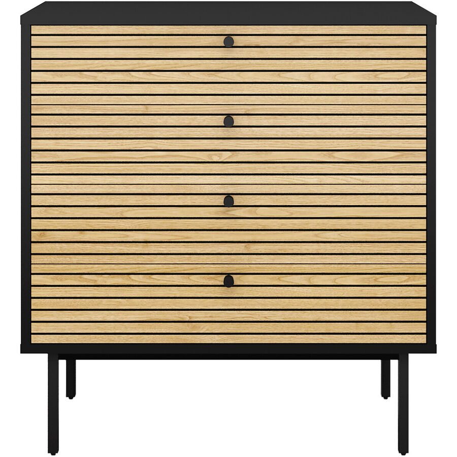 Kommode Diogo Schwarz/Braun MDF 80 cm 40 cm - Farbe: schwarz, natur - Kommode
