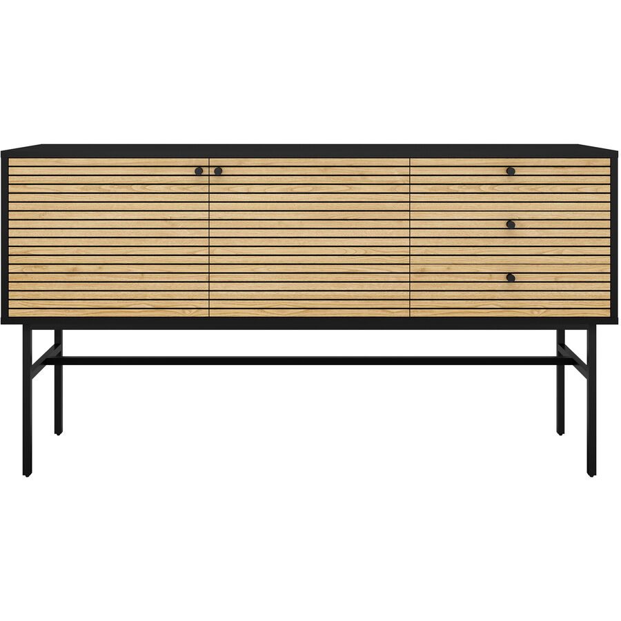 Sideboard Diogo Braun/Schwarz MDF 160 cm 85 cm - Farbe: schwarz/Eiche - Sideboard