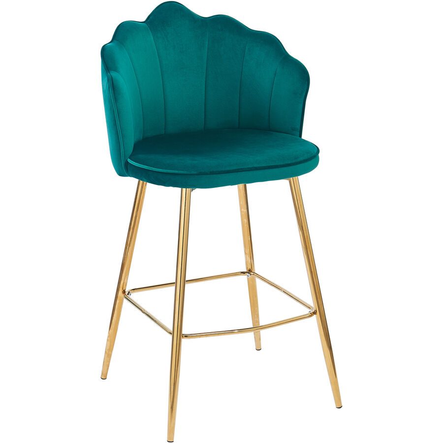 Barhocker 2er-Set Pedro Grün/Gold Samt 52 cm 100 cm - Barhocker 2er-Set