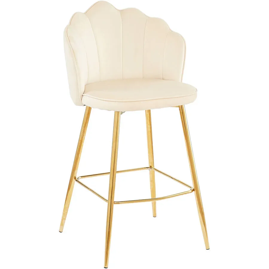 Barhocker Pedro Beige/Gold Samt 52 cm 100 cm - Barhocker